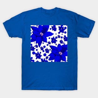 Poinsettia Blue FLOWER T-Shirt